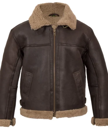 Men's Beige Sheepskin Leather Flying Jacket