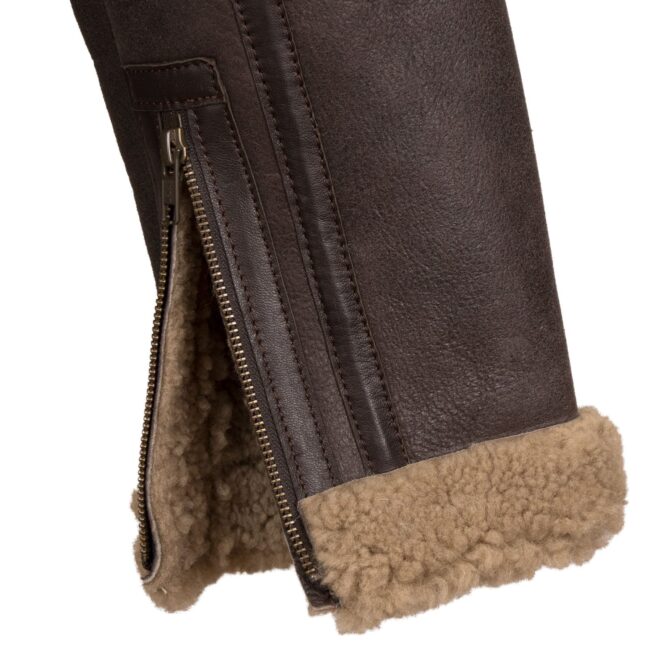 Men's Beige Sheepskin Leather Flying Jacket - Image 2