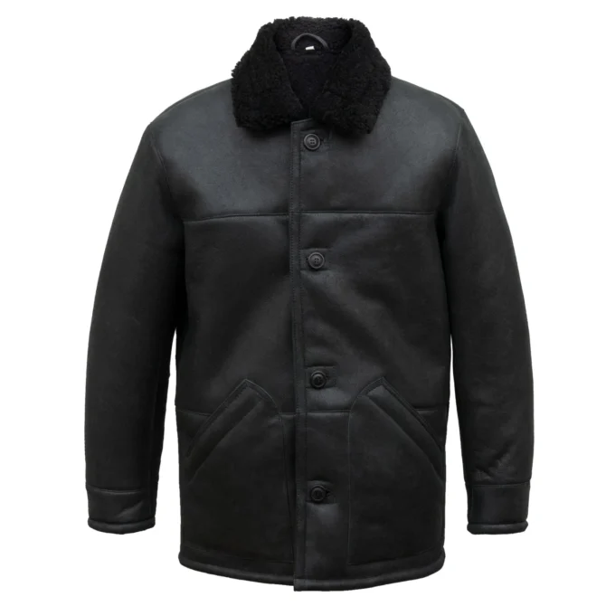 Hilton Mens Black Nappalan Sheepskin Coat - Image 6