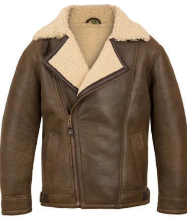 Men's Antique Shearling Sheepskin Leather Pilot Jacket